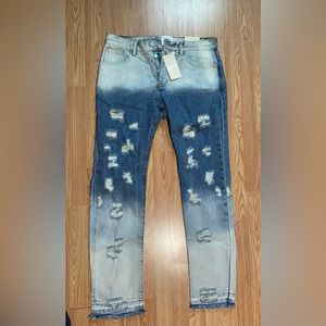 MNML.la Multi-Blue Straight fit Distressed Denim - Brand new Size 34